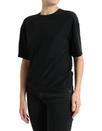 Dolce & Gabbana Black Silk Round Neck Short Sleeve Blouse Top - Zeiniez