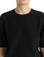 Dolce & Gabbana Black Silk Round Neck Short Sleeve Blouse Top - Zeiniez
