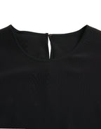 Dolce & Gabbana Black Silk Round Neck Short Sleeve Blouse Top - Zeiniez