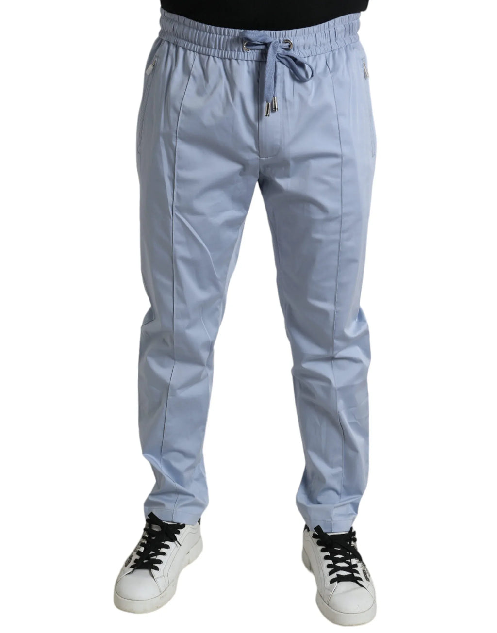 Dolce & Gabbana Light Blue Cotton Stretch Jogger Pants - Zeiniez