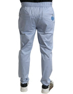 Dolce & Gabbana Light Blue Cotton Stretch Jogger Pants - Zeiniez