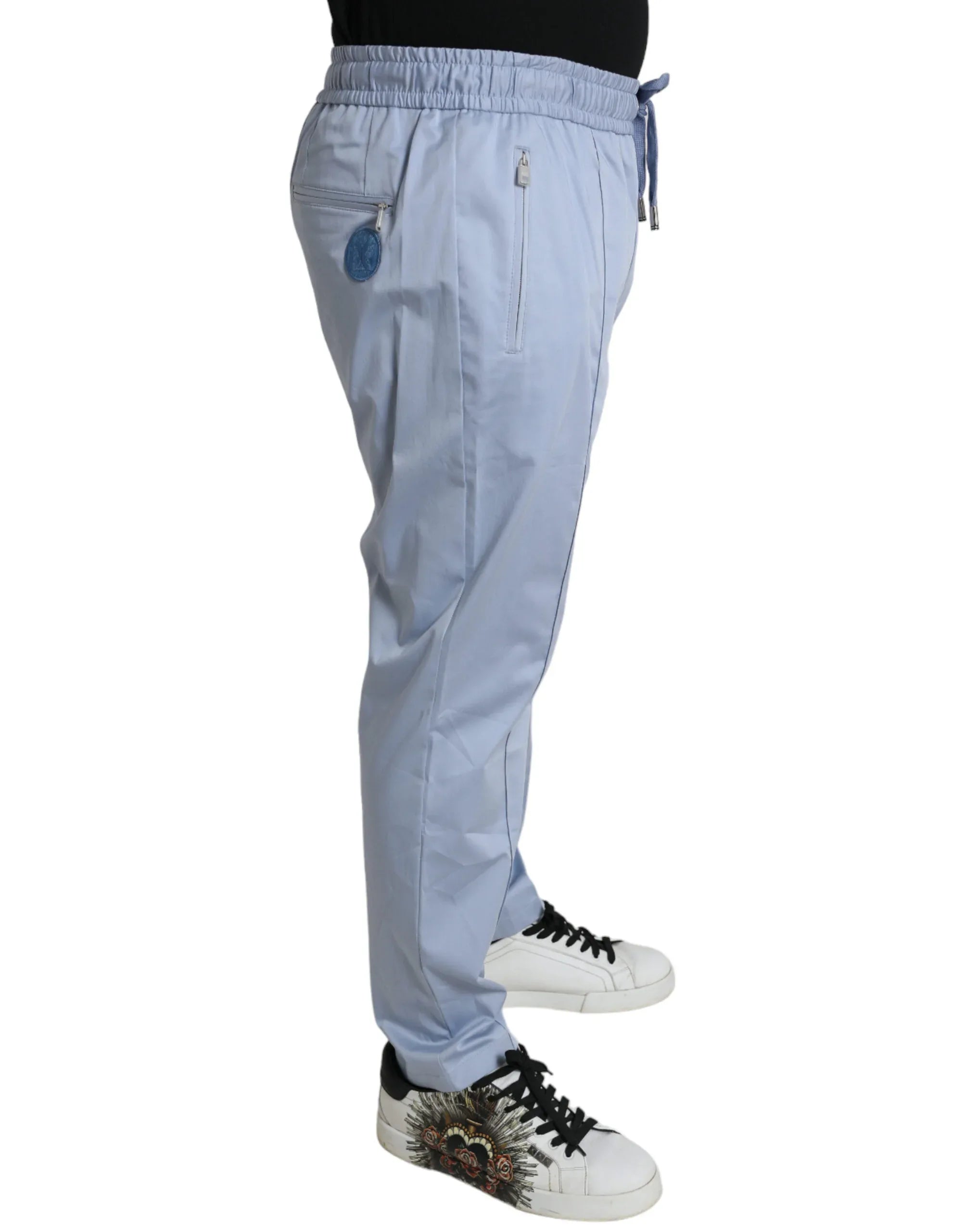 Dolce & Gabbana Light Blue Cotton Stretch Jogger Pants - Zeiniez