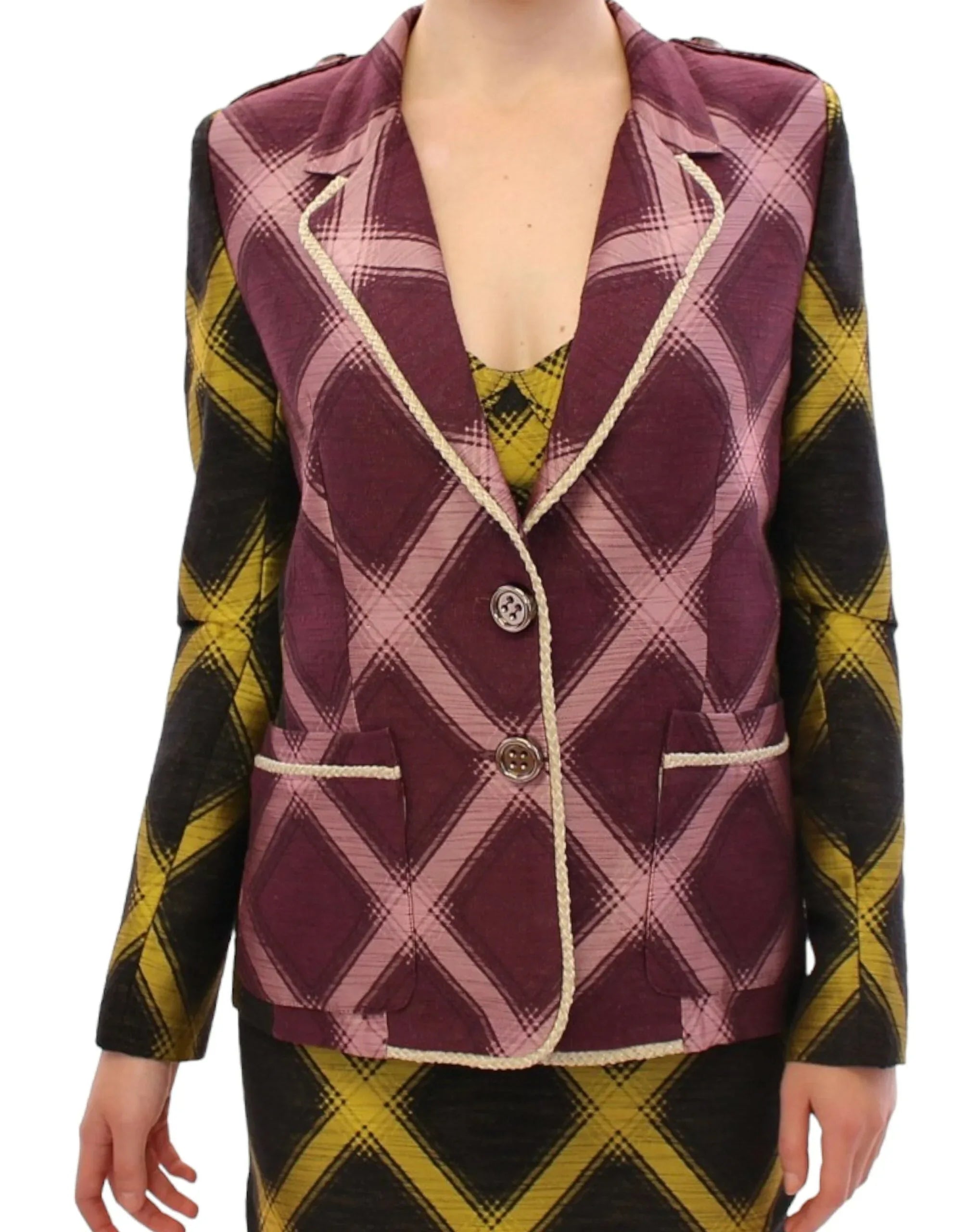 House of Holland Purple checkered blazer jacket - Zeiniez