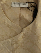 Zeyneptosun Beige brocade sleeveless jacket - Zeiniez