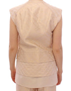 Zeyneptosun Beige brocade sleeveless jacket - Zeiniez