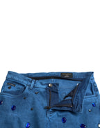 Dolce & Gabbana Blue Crystal Embellished Skinny Denim Jeans - Zeiniez