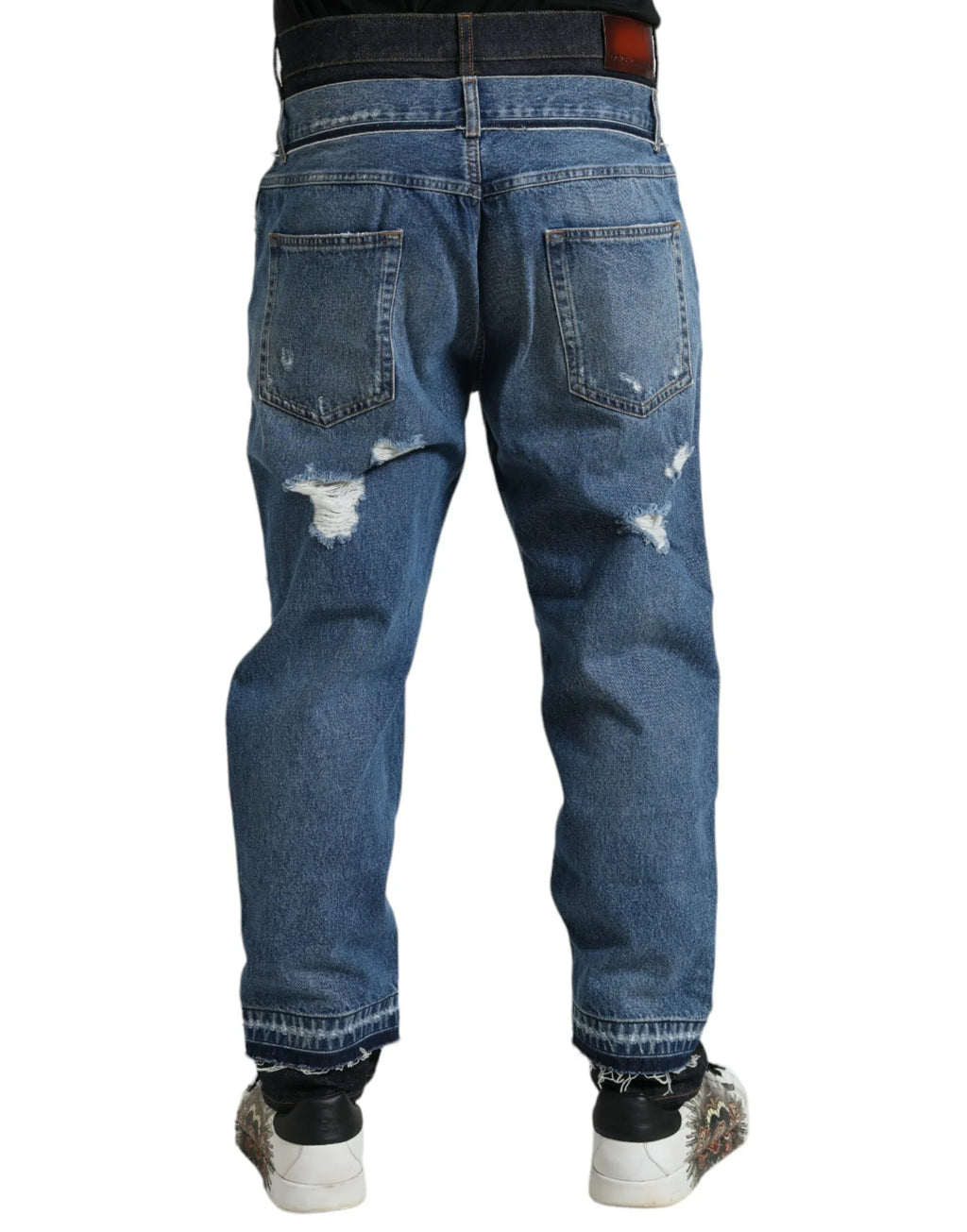 Dolce & Gabbana Blue Tattered Cotton Men Denim Jeans - Zeiniez