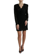 Dolce & Gabbana Black Bodycon Lace Cotton Sheath Mini Dress - Zeiniez
