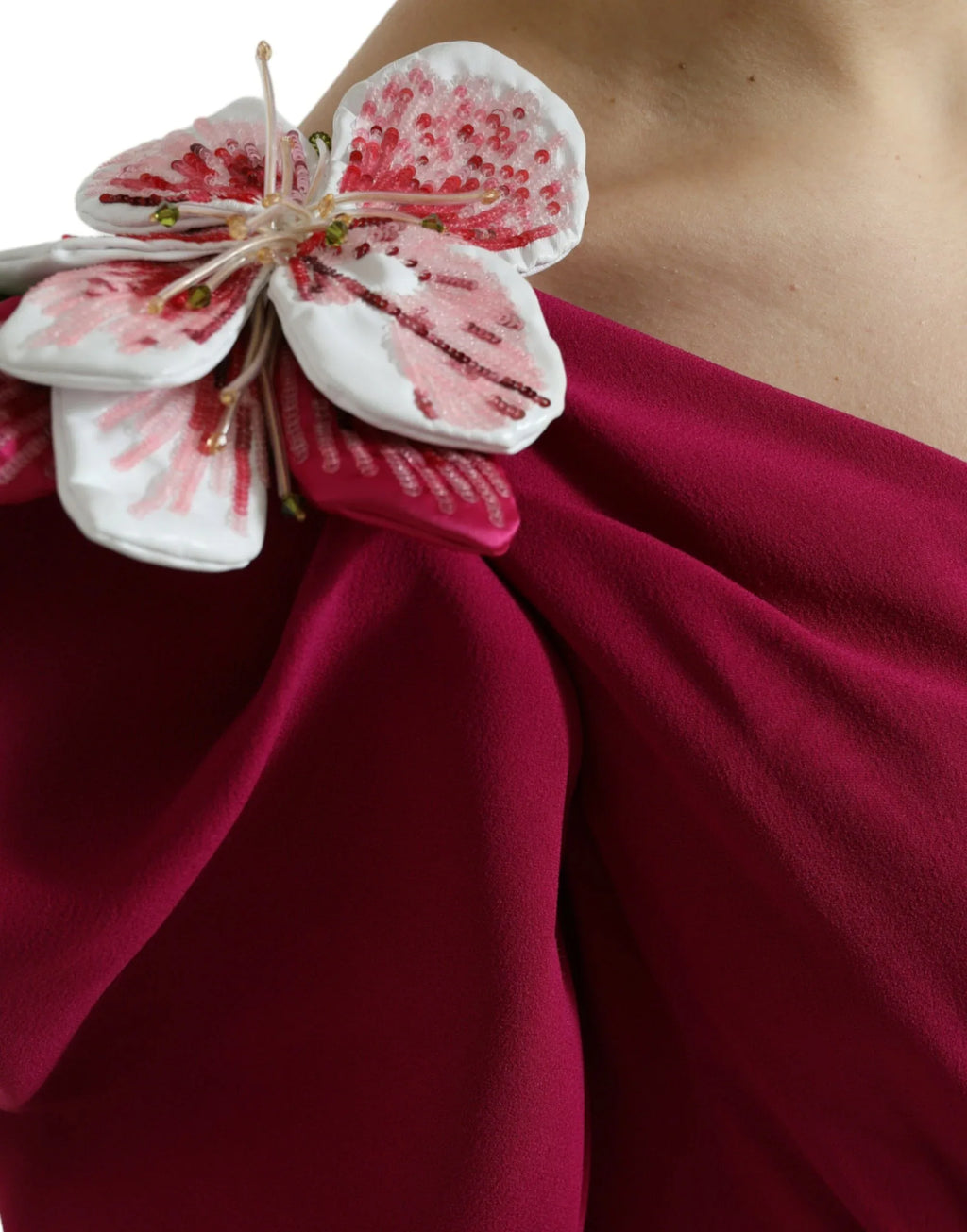 Dolce & Gabbana Purple Flower Embellished One Shoulder Dress - Zeiniez
