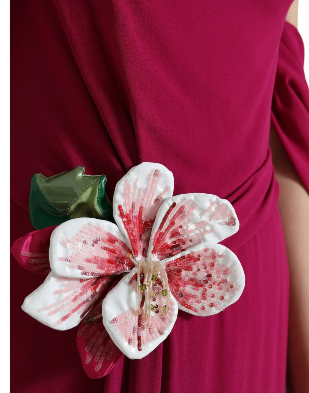 Dolce & Gabbana Purple Flower Embellished One Shoulder Dress - Zeiniez