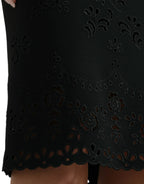 Dolce & Gabbana Black Floral Lace Viscose Bodycon Midi Dress - Zeiniez
