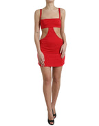 Dolce & Gabbana Red Cutout Nylon Sheath Sleeveless Mini Dress - Zeiniez