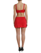 Dolce & Gabbana Red Cutout Nylon Sheath Sleeveless Mini Dress - Zeiniez