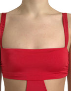 Dolce & Gabbana Red Cutout Nylon Sheath Sleeveless Mini Dress - Zeiniez