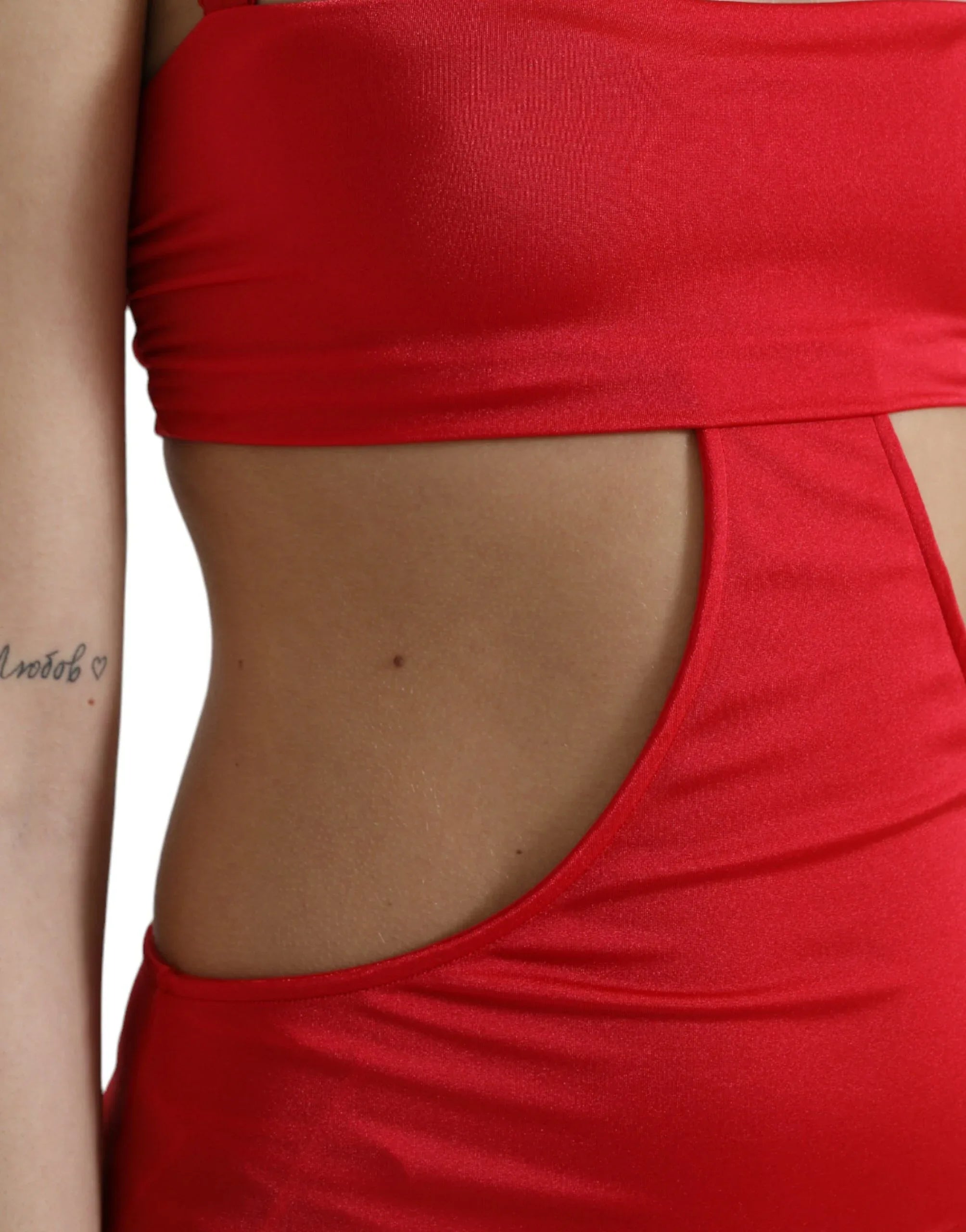 Dolce & Gabbana Red Cutout Nylon Sheath Sleeveless Mini Dress - Zeiniez