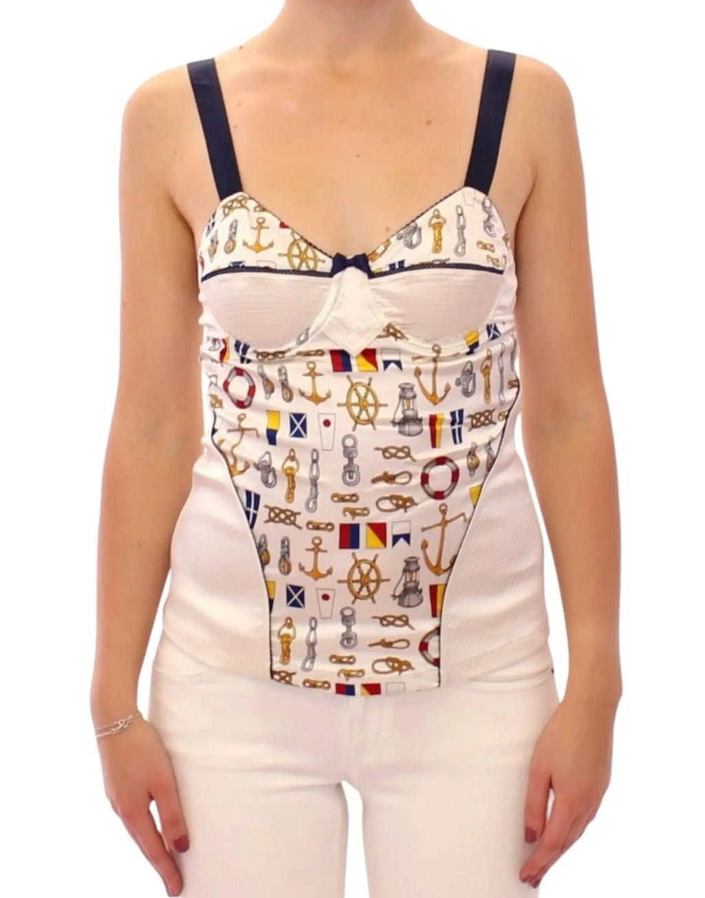 Dolce & Gabbana White sailor motive tank top - Zeiniez