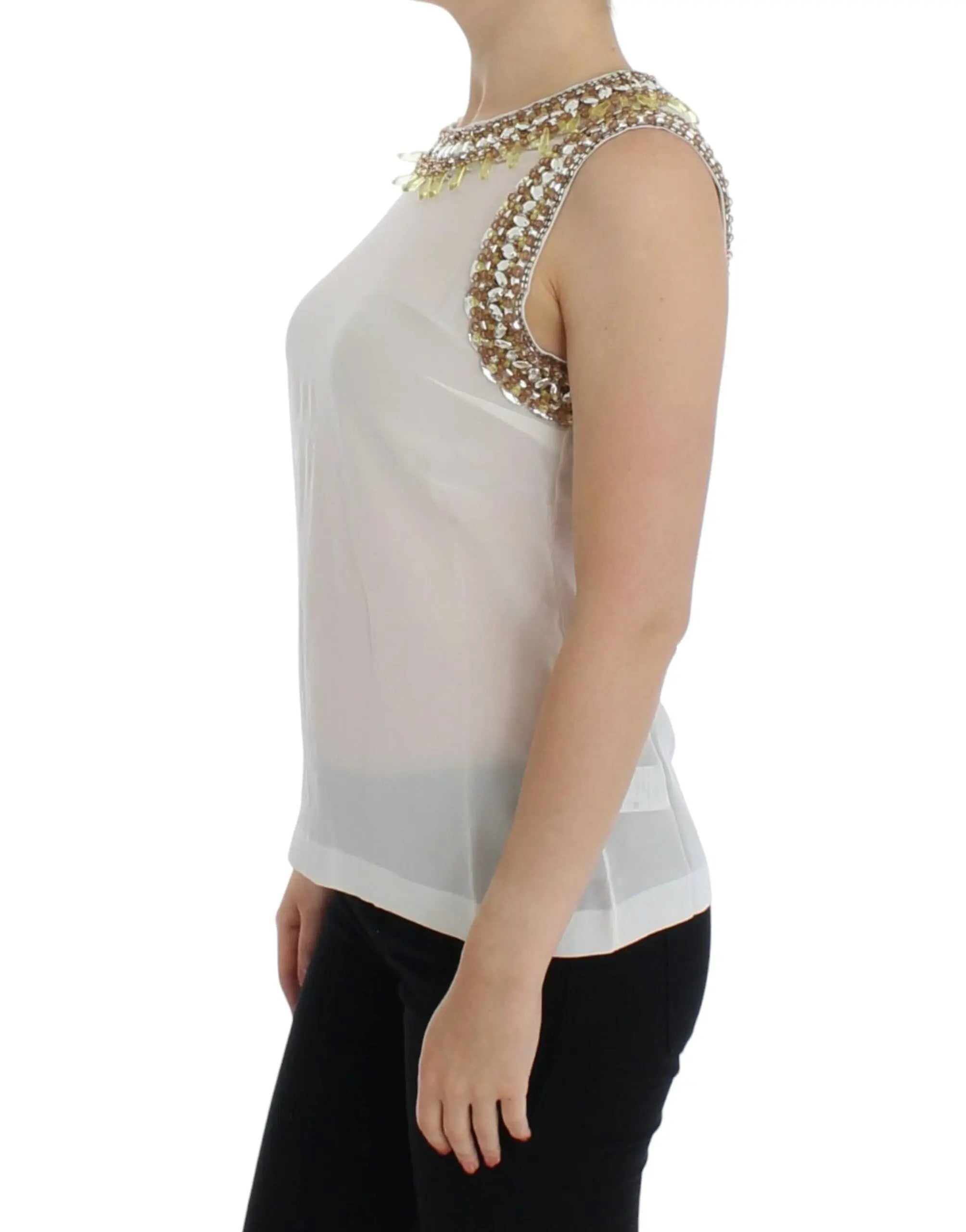 Dolce & Gabbana White crystal embellished tank top Dolce & Gabbana