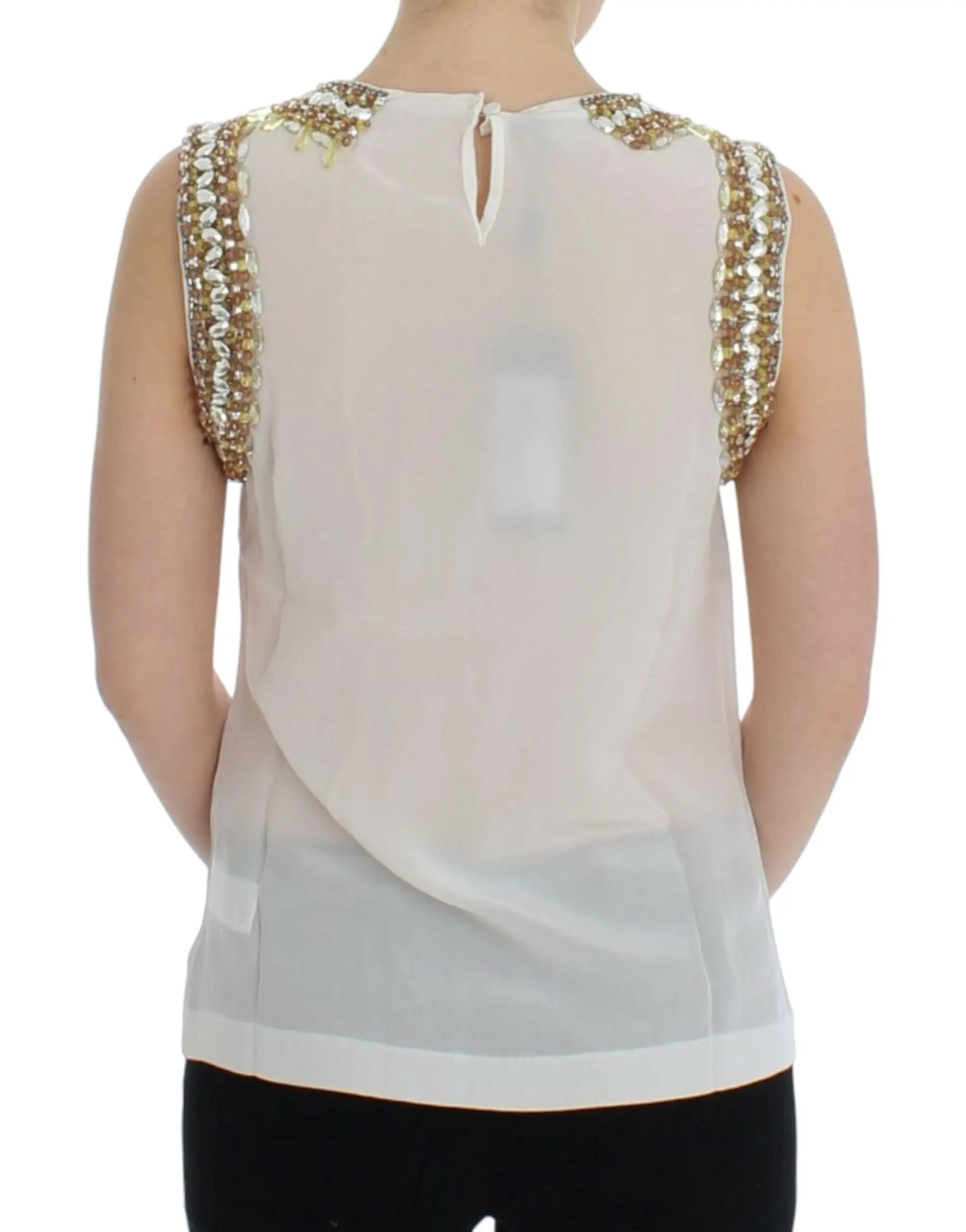 Dolce & Gabbana White crystal embellished tank top Dolce & Gabbana