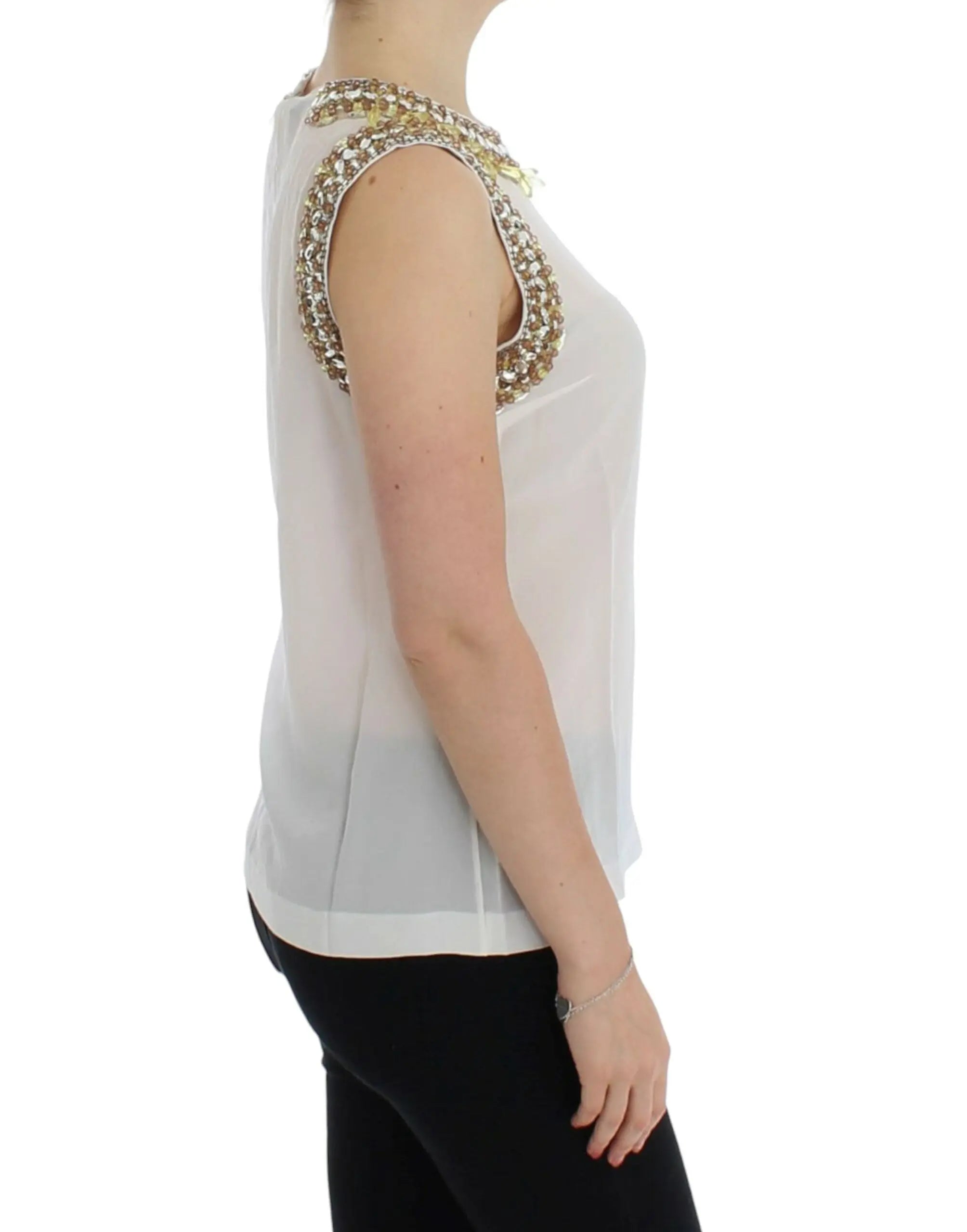 Dolce & Gabbana White crystal embellished tank top Dolce & Gabbana
