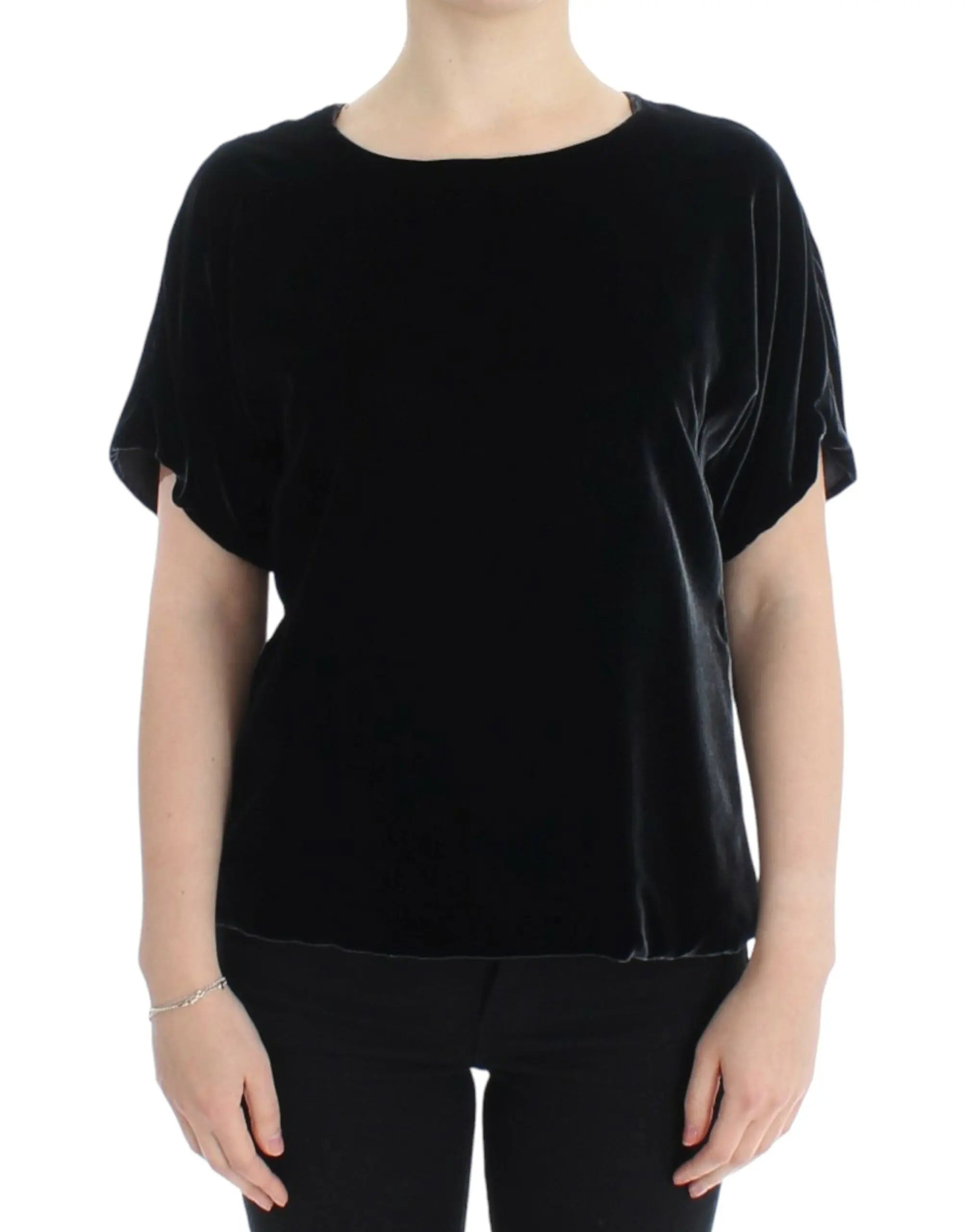 Dolce & Gabbana Black velvet shortsleeved blouse Dolce & Gabbana