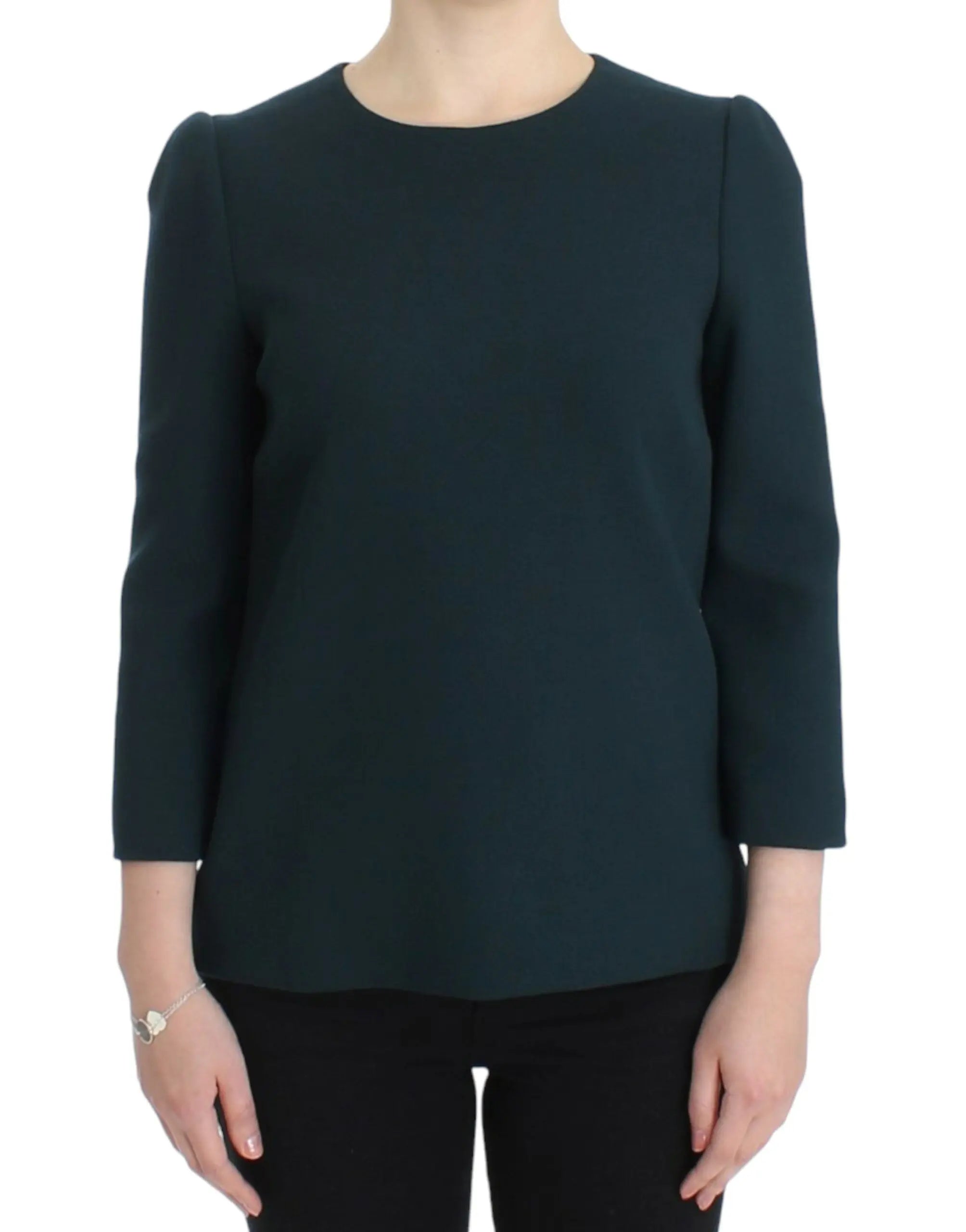 Dolce & Gabbana Green 3/4 sleeve wool blouse Dolce & Gabbana