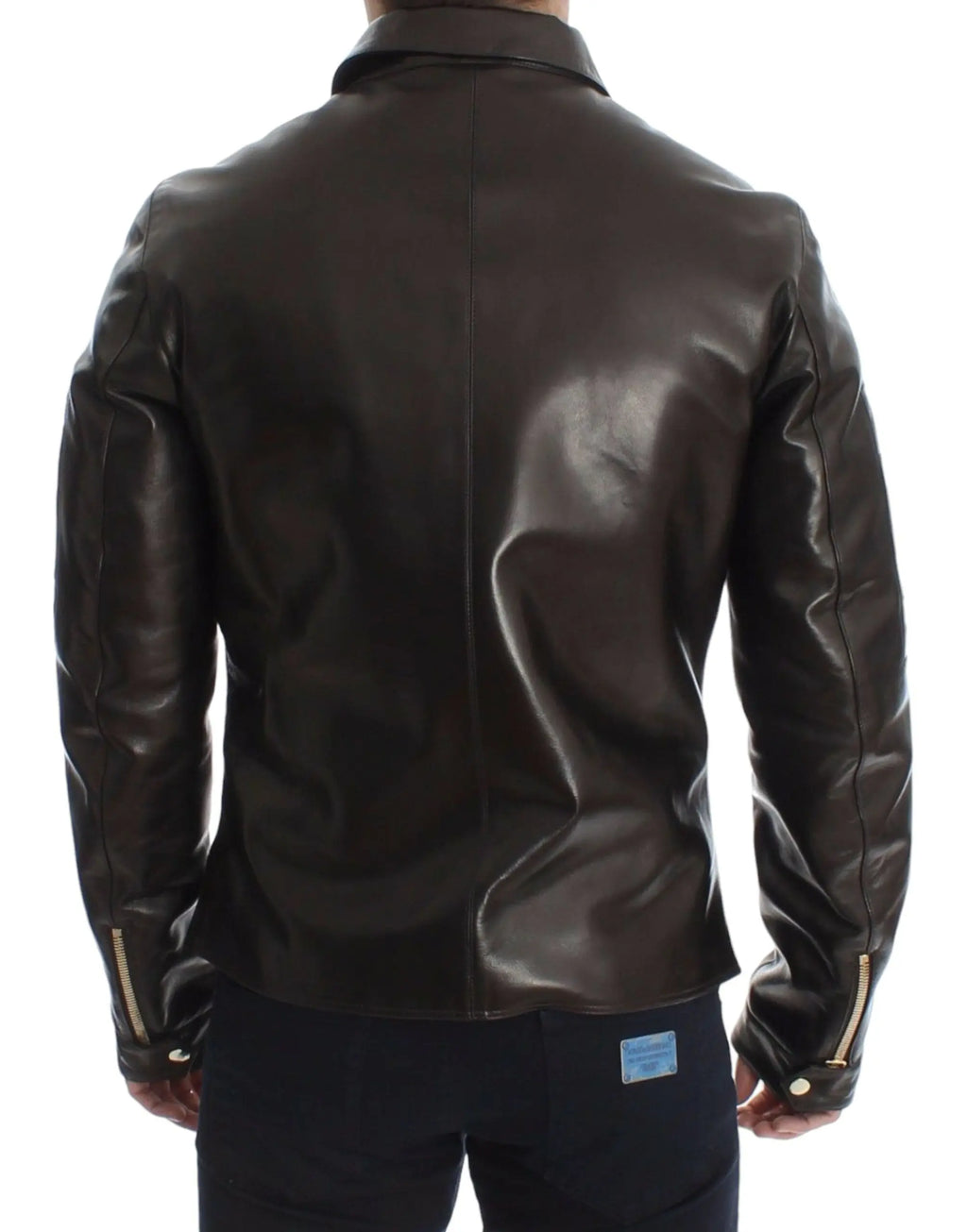 Dolce & Gabbana Brown Lambskin Leather Zipper Jacket Dolce & Gabbana