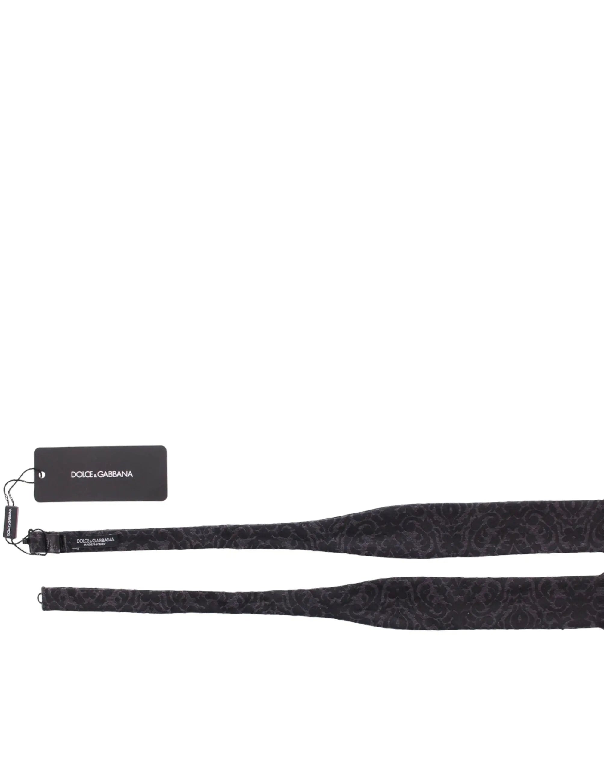 Dolce & Gabbana Gray Black Wool Bow Tie Dolce & Gabbana