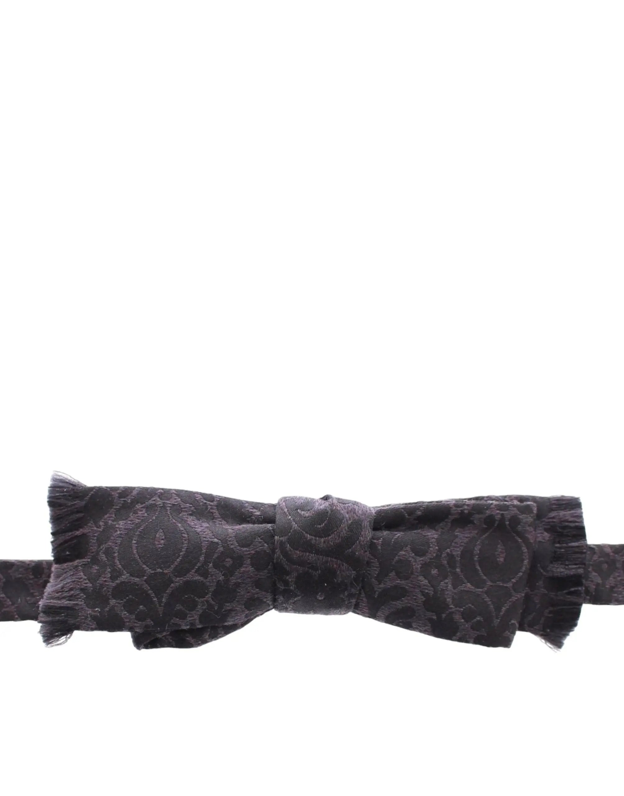 Dolce & Gabbana Gray Black Wool Silk Bow Tie Dolce & Gabbana