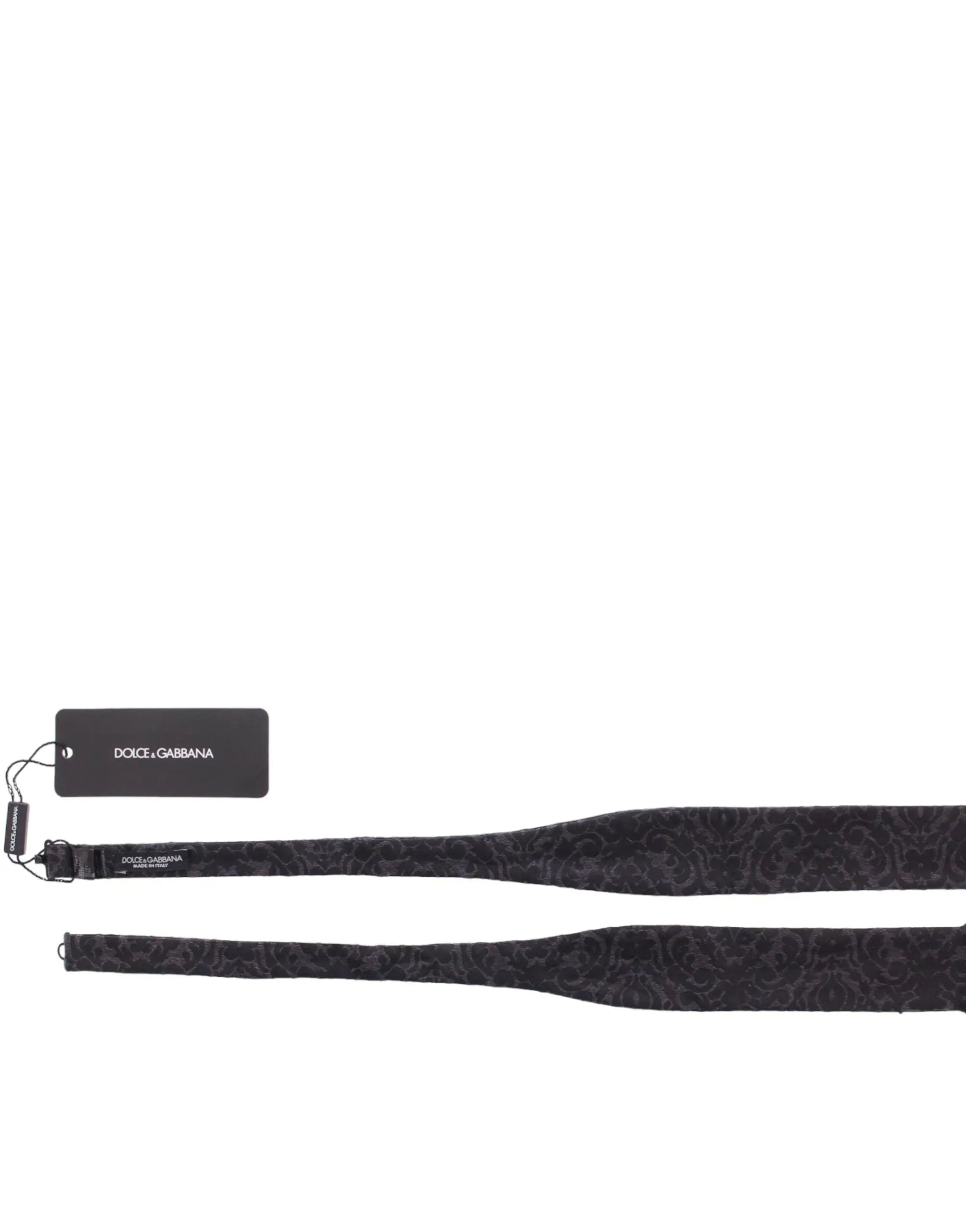 Dolce & Gabbana Gray Black Wool Silk Bow Tie Dolce & Gabbana