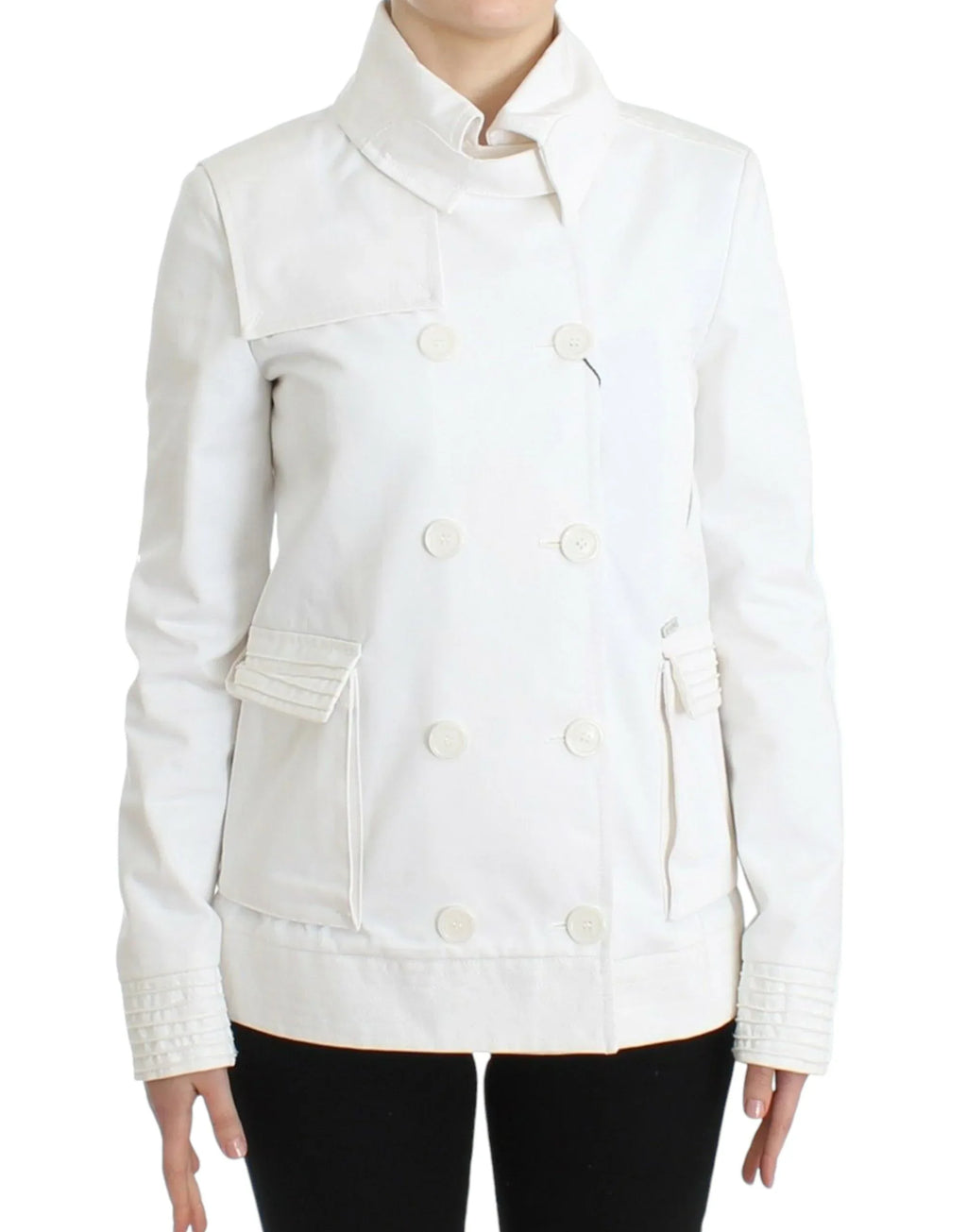 GF Ferre White Double Breasted Jacket Coat Blazer - Zeiniez