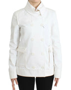 GF Ferre White Double Breasted Jacket Coat Blazer - Zeiniez