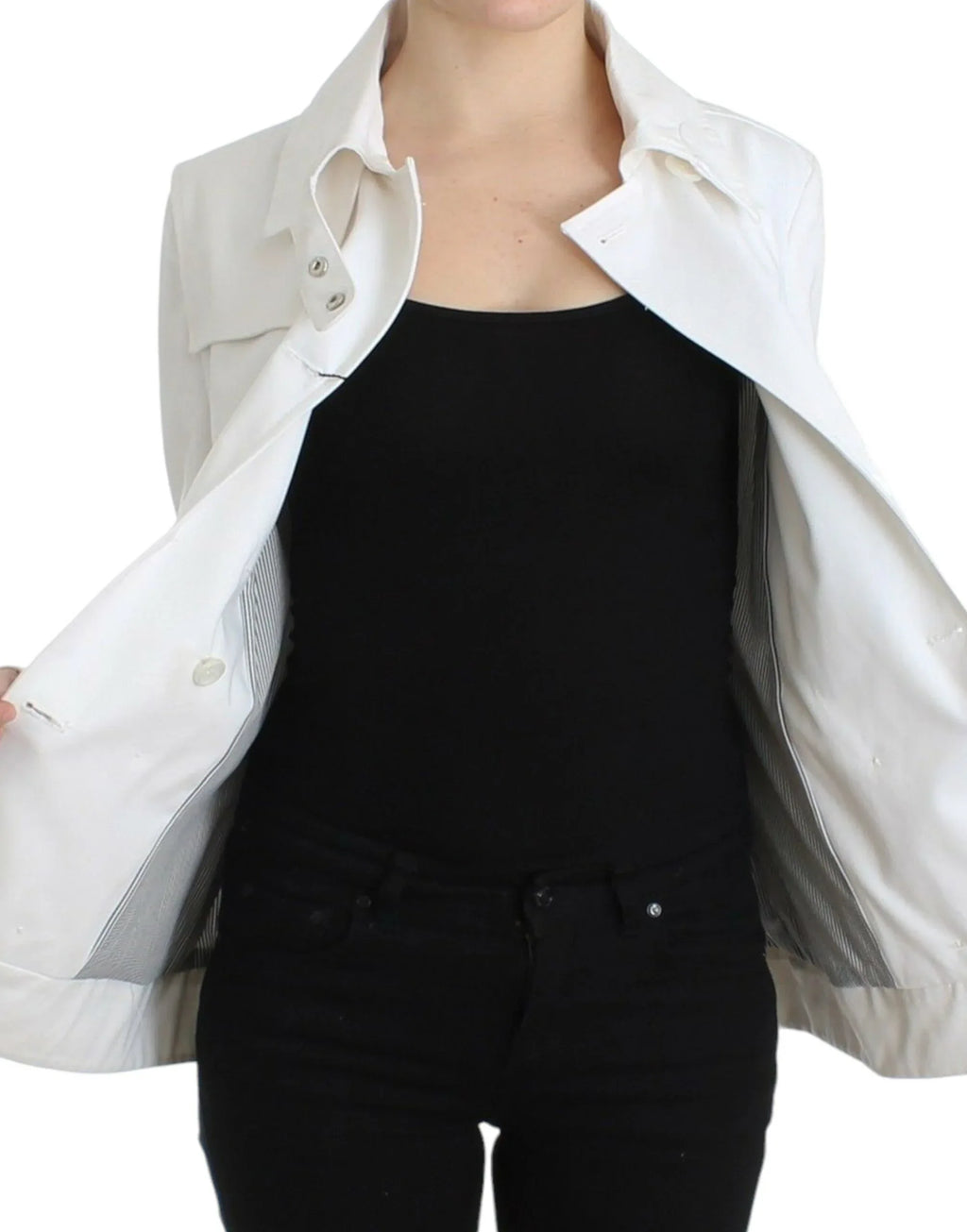 GF Ferre White Double Breasted Jacket Coat Blazer - Zeiniez