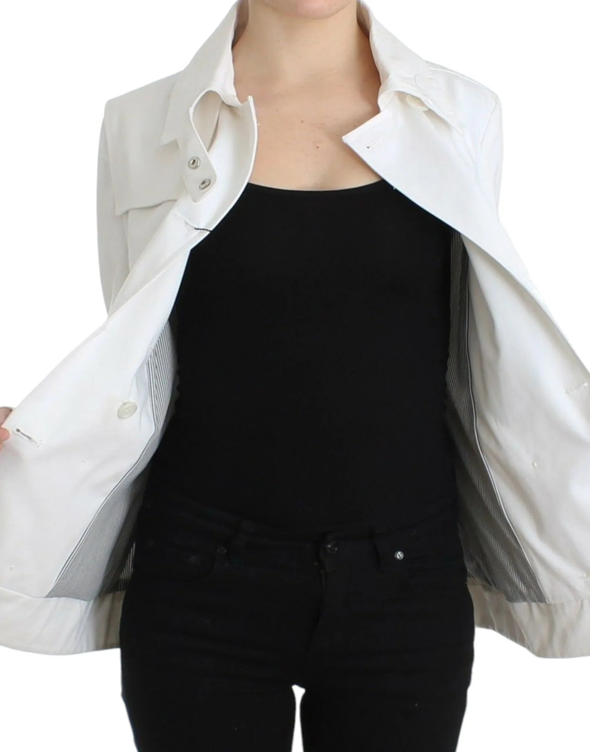 GF Ferre White Double Breasted Jacket Coat Blazer - Zeiniez