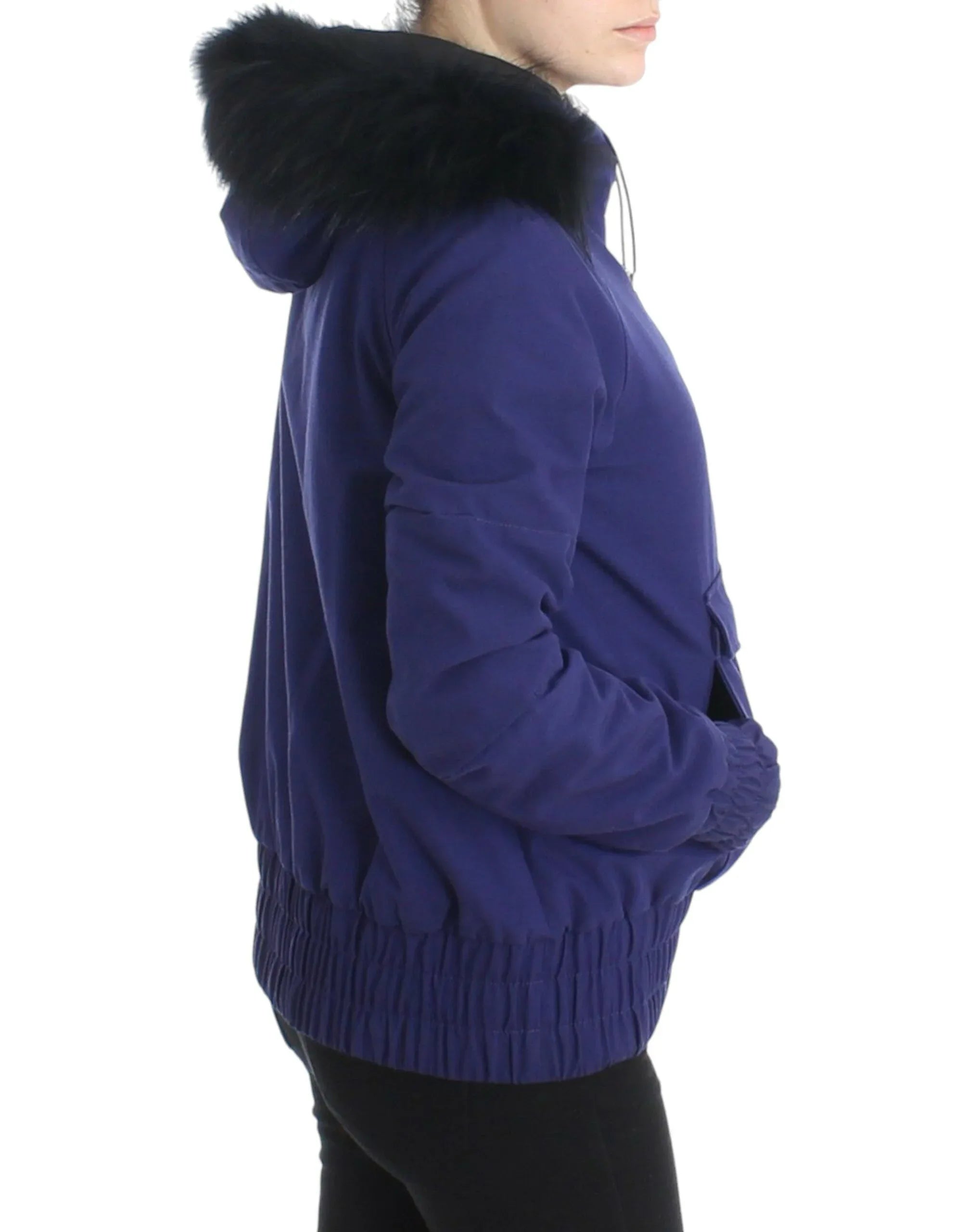 GF Ferre Blue Padded Jacket Hooded Short K-Way - Zeiniez