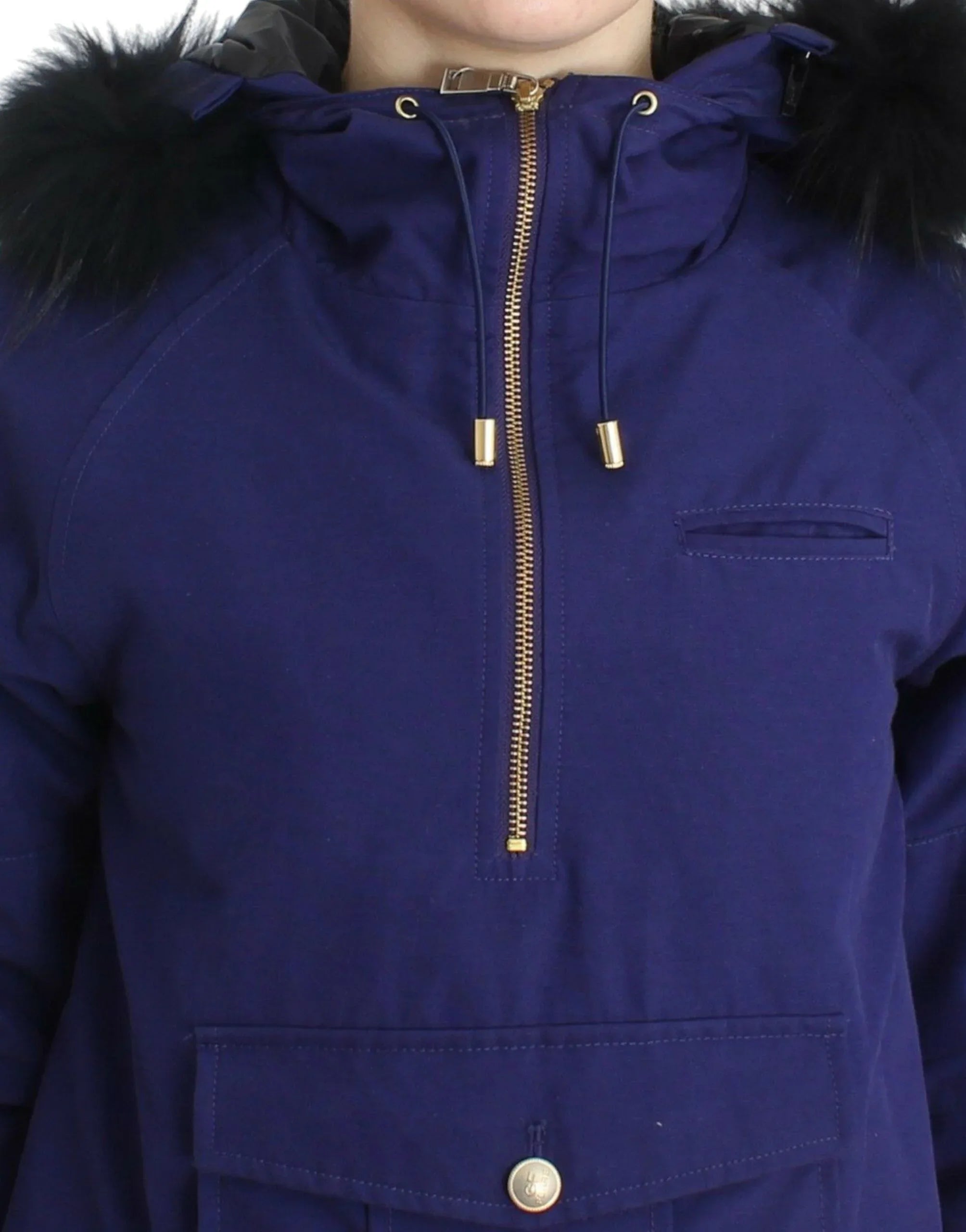 GF Ferre Blue Padded Jacket Hooded Short K-Way - Zeiniez