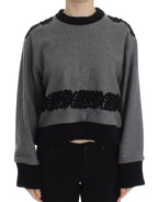 Dolce & Gabbana Gray Black Lace Wool Cashmere Sweater - Zeiniez
