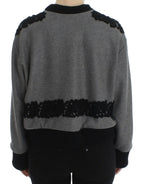 Dolce & Gabbana Gray Black Lace Wool Cashmere Sweater - Zeiniez