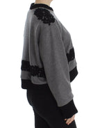 Dolce & Gabbana Gray Black Lace Wool Cashmere Sweater - Zeiniez