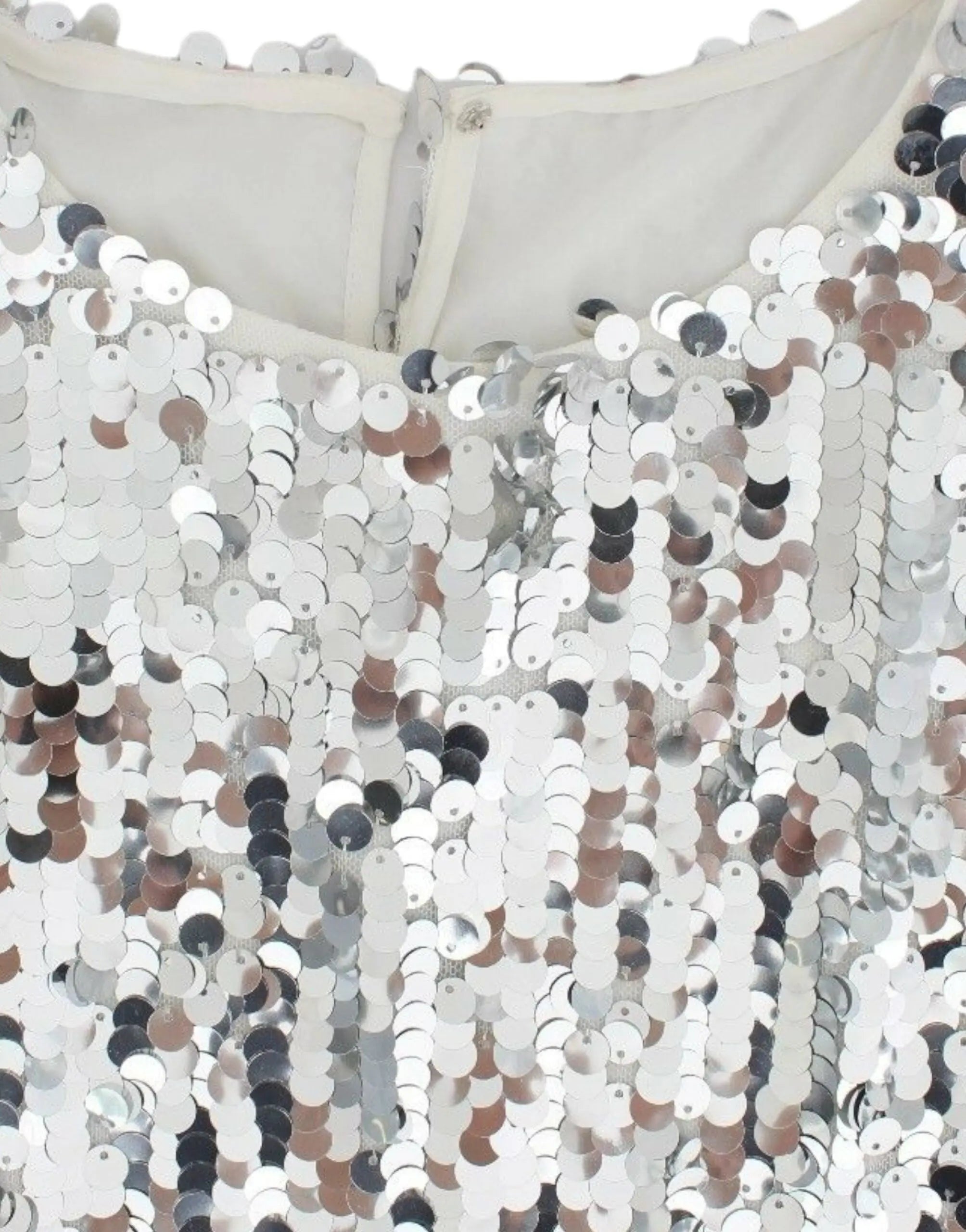 Dolce & Gabbana Silver Sequined Crewneck Blouse T-shirt Top Dolce & Gabbana