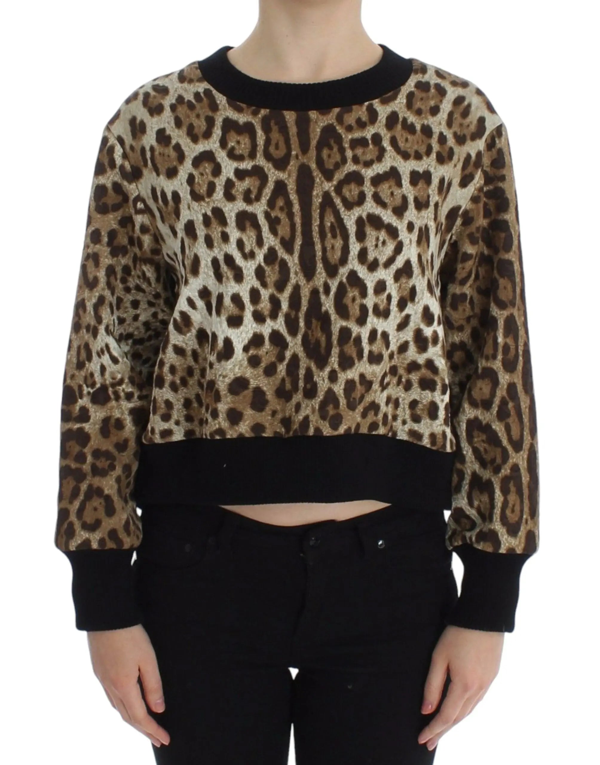 Dolce & Gabbana Leopard Print Crewneck Short Sweater Dolce & Gabbana