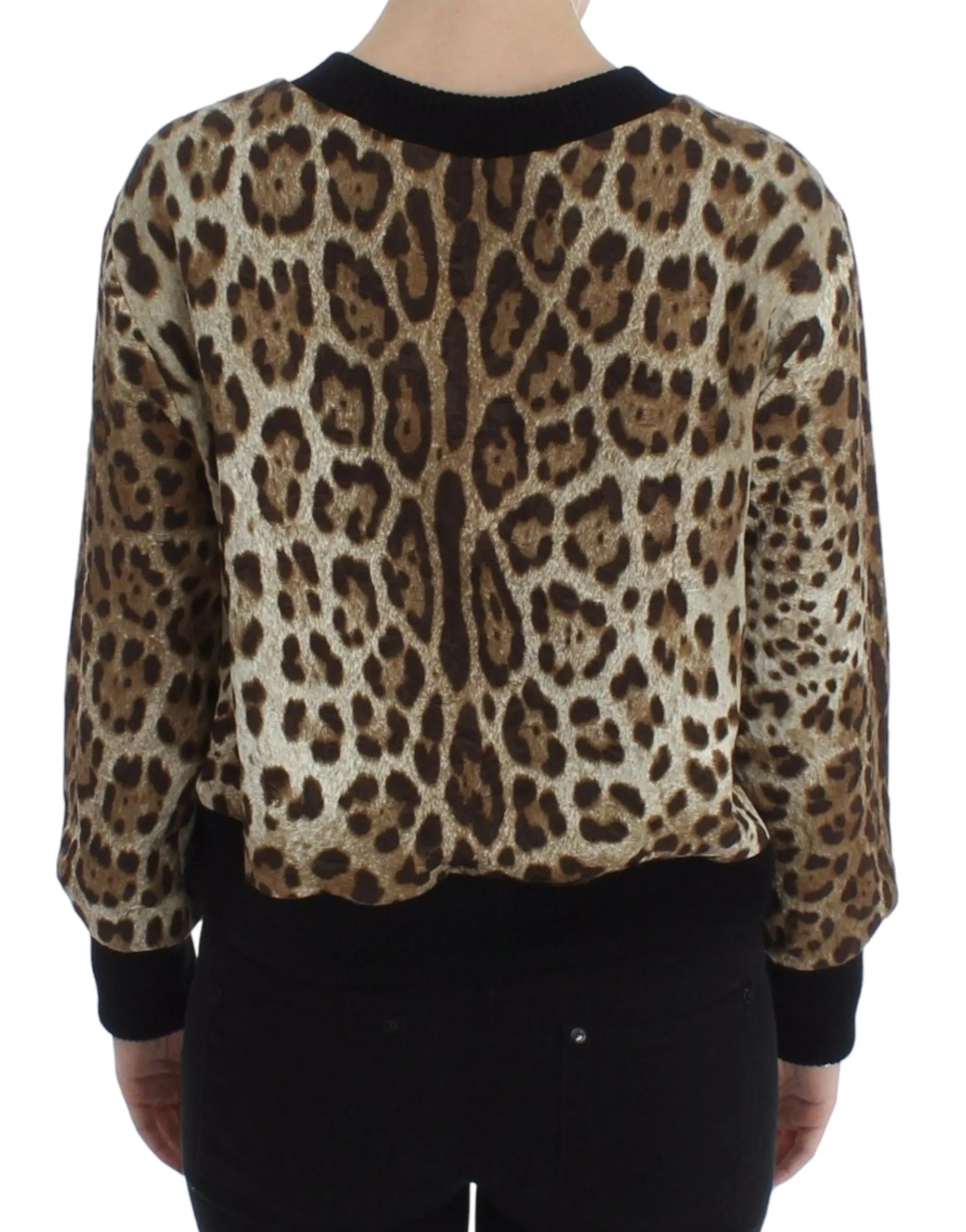 Dolce & Gabbana Leopard Print Crewneck Short Sweater Dolce & Gabbana