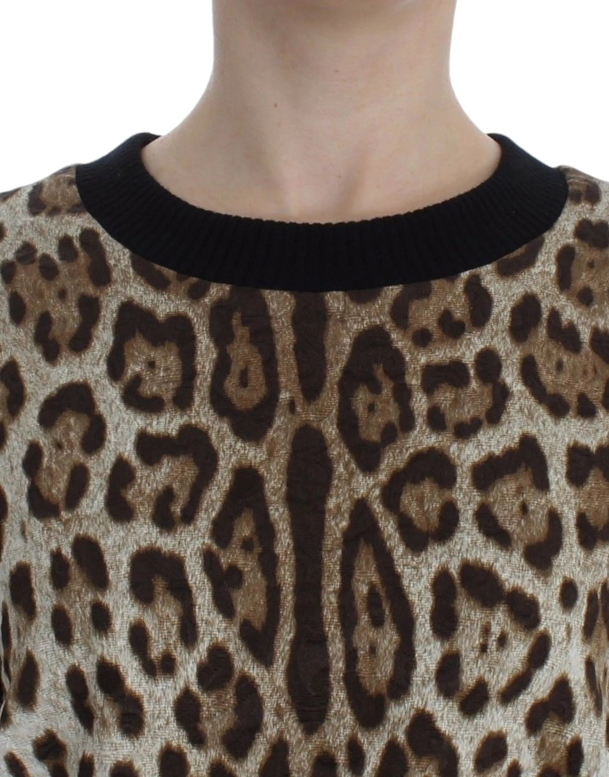 Dolce & Gabbana Leopard Print Crewneck Short Sweater Dolce & Gabbana