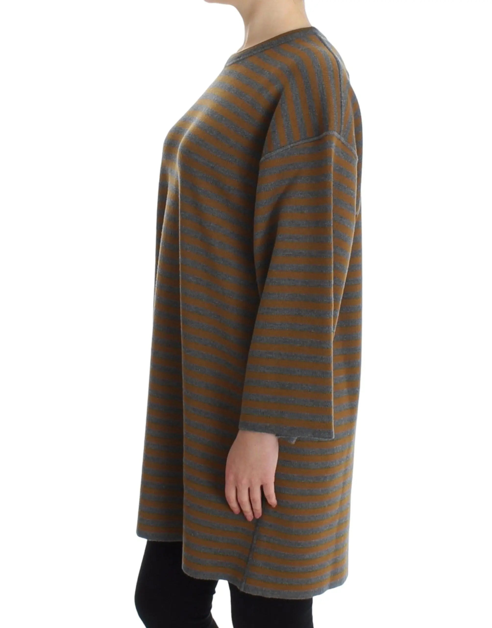 Dolce & Gabbana Oversized Gray Yellow Striped Sweater Top Dolce & Gabbana