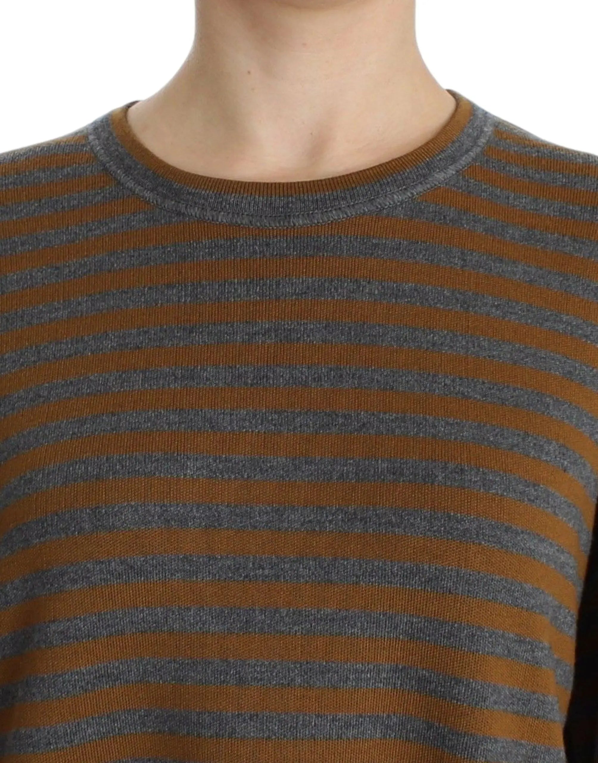 Dolce & Gabbana Oversized Gray Yellow Striped Sweater Top Dolce & Gabbana