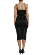 Dolce & Gabbana Black Bustier Corset Lace Bodycon Midi Dress - Zeiniez
