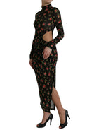 Dolce & Gabbana Black Floral Cut Out Sheath Long Maxi Dress - Zeiniez