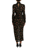 Dolce & Gabbana Black Floral Cut Out Sheath Long Maxi Dress - Zeiniez