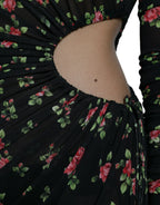 Dolce & Gabbana Black Floral Cut Out Sheath Long Maxi Dress - Zeiniez