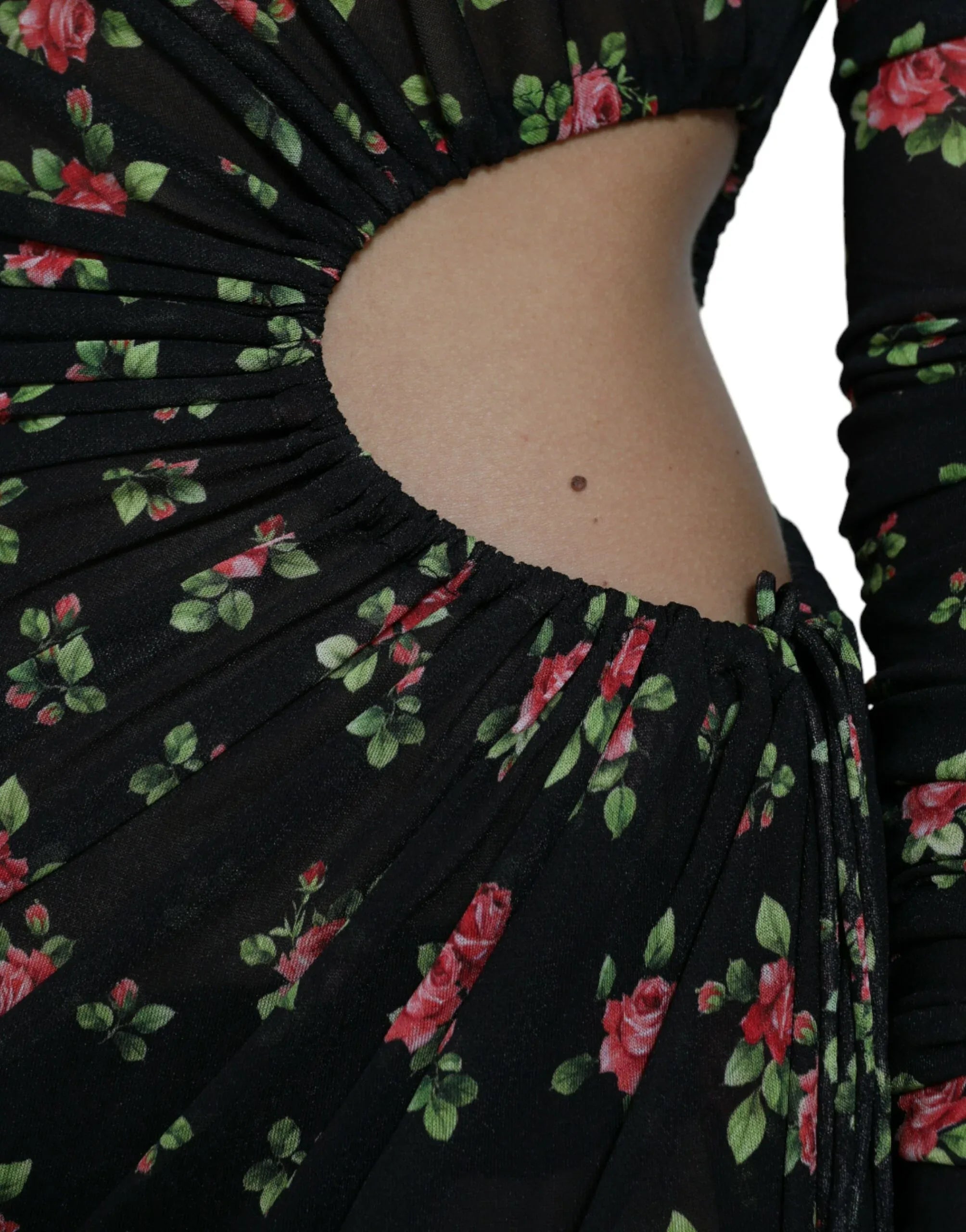 Dolce & Gabbana Black Floral Cut Out Sheath Long Maxi Dress - Zeiniez