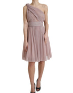 Dolce & Gabbana Pink One Shoulder Pleated Lame Tulle Dress - Zeiniez